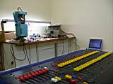 Testaufbau mit Scanner und Pult